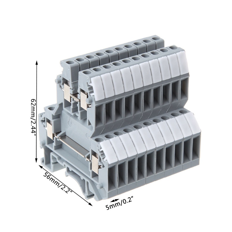 Set 50 Khối Đấu Nối Dây Điện Hai Hàng UKK3 DIN 500V 25A 28-12AWG Màu Xám