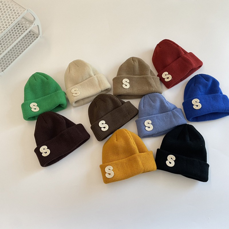 Mũ Len Thêu Chữ Phong Cách Hàn Quốc Dễ Thương Cho Bé