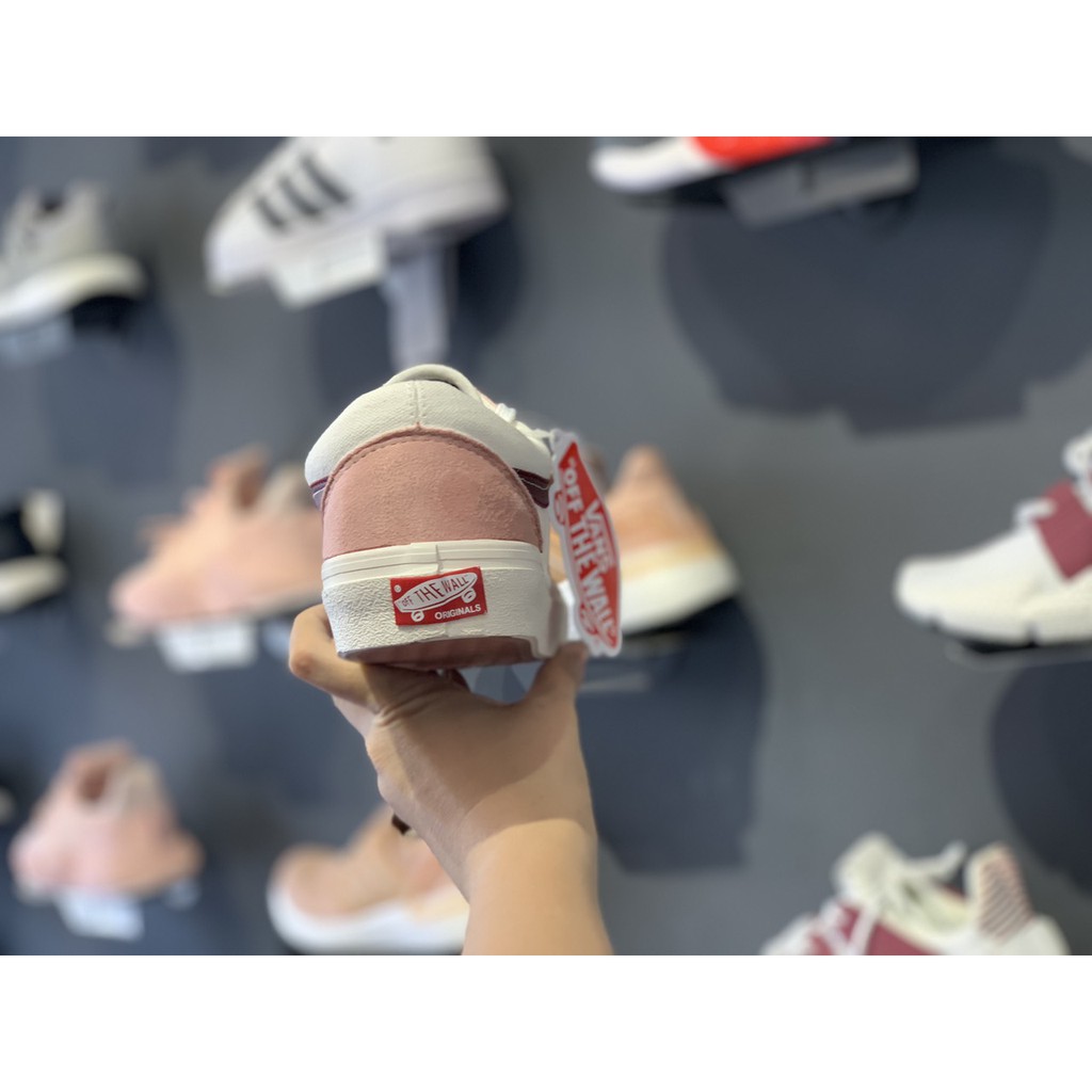 Giày thể thao/ Sneaker Van hồng kẻ đỏ (Full box + Tặng kèm tất sneaker)