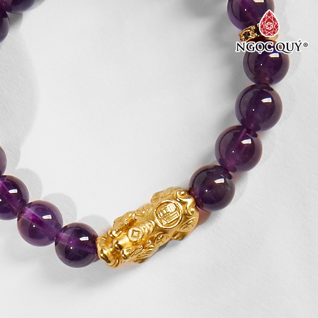 Vòng tay TA tím charm tỳ hưu mạ vàng - Ngọc Quý
