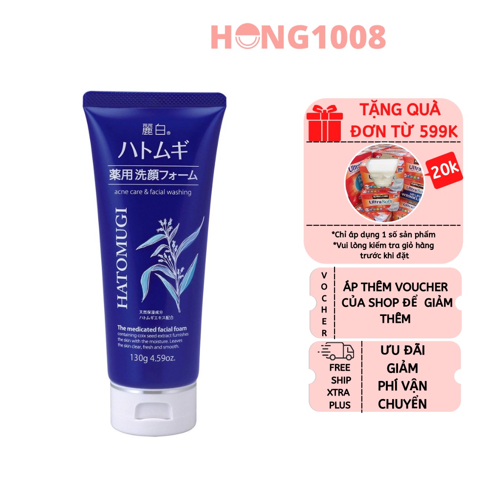 Sữa rửa mặt ý dĩ Hatomugi Acne care & facial washing 130g Nhật Bản - ngăn ngừa mụn dưỡng ẩm và sáng da