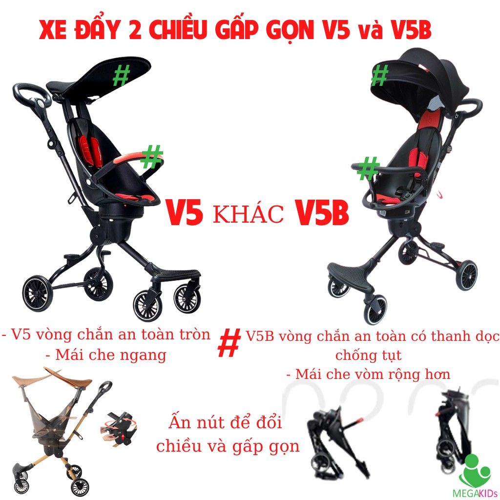 (Hàng cao cấp) Xe đẩy 2 chiều dạo chơi gấp gọn Baobaohao V1, V3, V5, V5B, V8,V18 hàng chính hãng Bảo hành 12 tháng