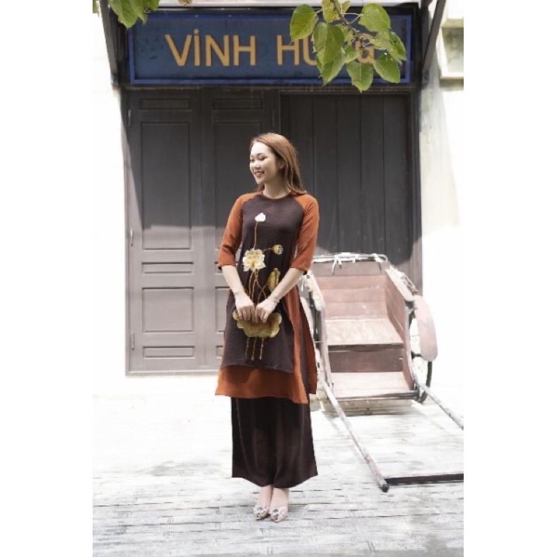 Bộ vải đũi 4 tà - bộ đồ đi chùa thanh lịch đẹp mắt tao nhã