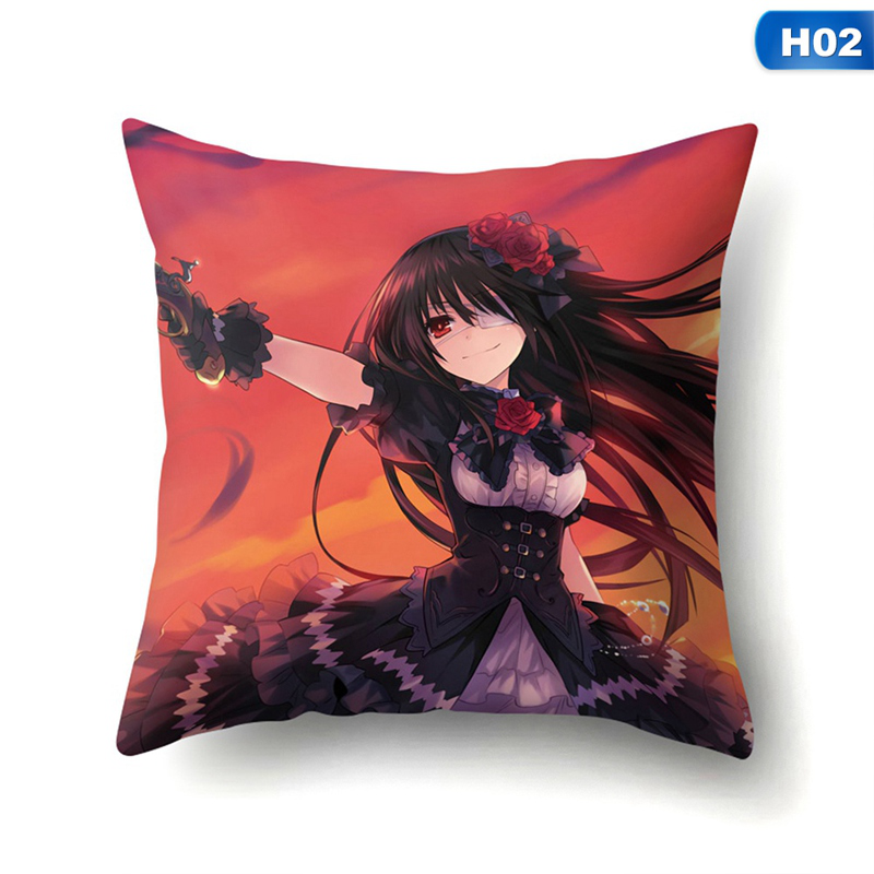 Vỏ gối vuông in họa tiết nhân vật Kurumi Tokisaki trong hoạt hình Date A Live