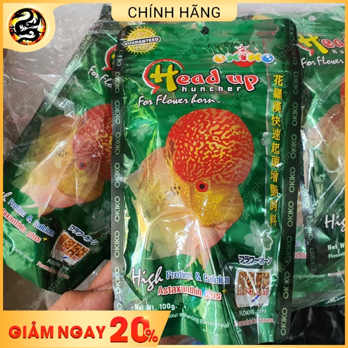 Thức Ăn Lên Đầu Cho Cá La Hán Cám OkiKo Cao Cấp - Head Up | Hỗ Trợ Hệ Tiêu Hoá, Body Sáng Hơn | Hoàng Lam Arowana