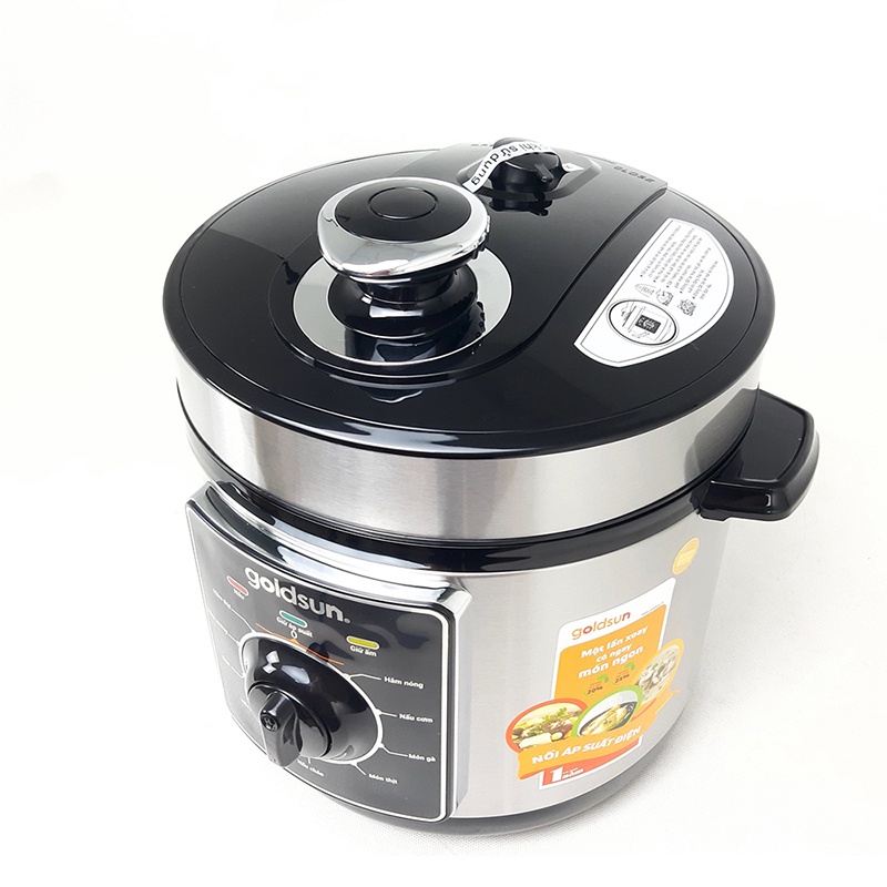 Nồi áp suất cơ Goldsun GPC5501, Nồi áp suất điện đa năng dung tích 6L công suất 1000W - Bảo hành chính hãng 12 tháng
