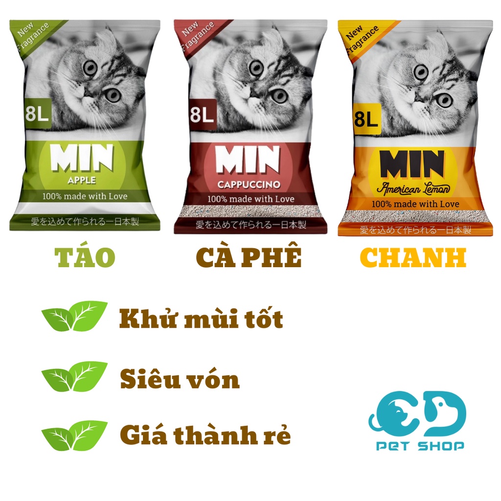 Cát MIN 8L - Cát vệ sinh cho mèo - Cát đất sét vệ sinh cho mèo đủ mùi