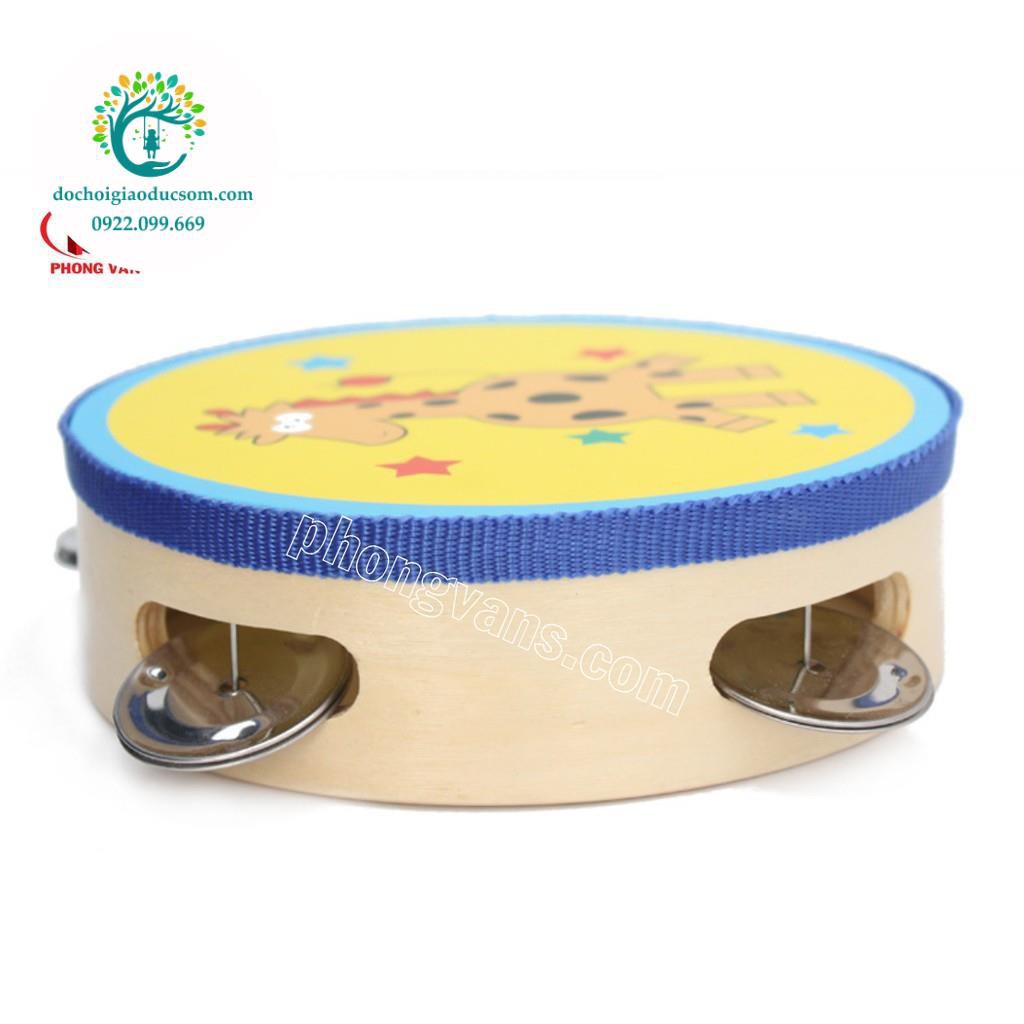 Trống lắc tay tambourine trẻ em, trống lục lạc vỗ tay đồ chơi âm nhạc cho bé