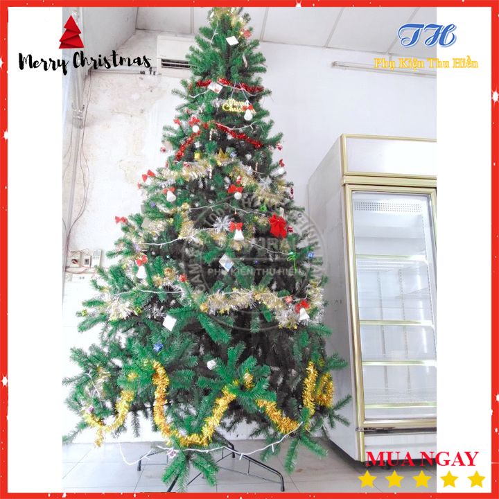 Cây thông noel 3m đầu tròn 10' trang trí phòng khách, phòng ngủ, ngoài trời đầy đủ phụ kiện mùa giáng sinh (Hình Thật)