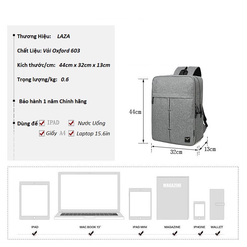 Ba Lô Laptop Thời Trang Hàn Quốc LAZA BL279