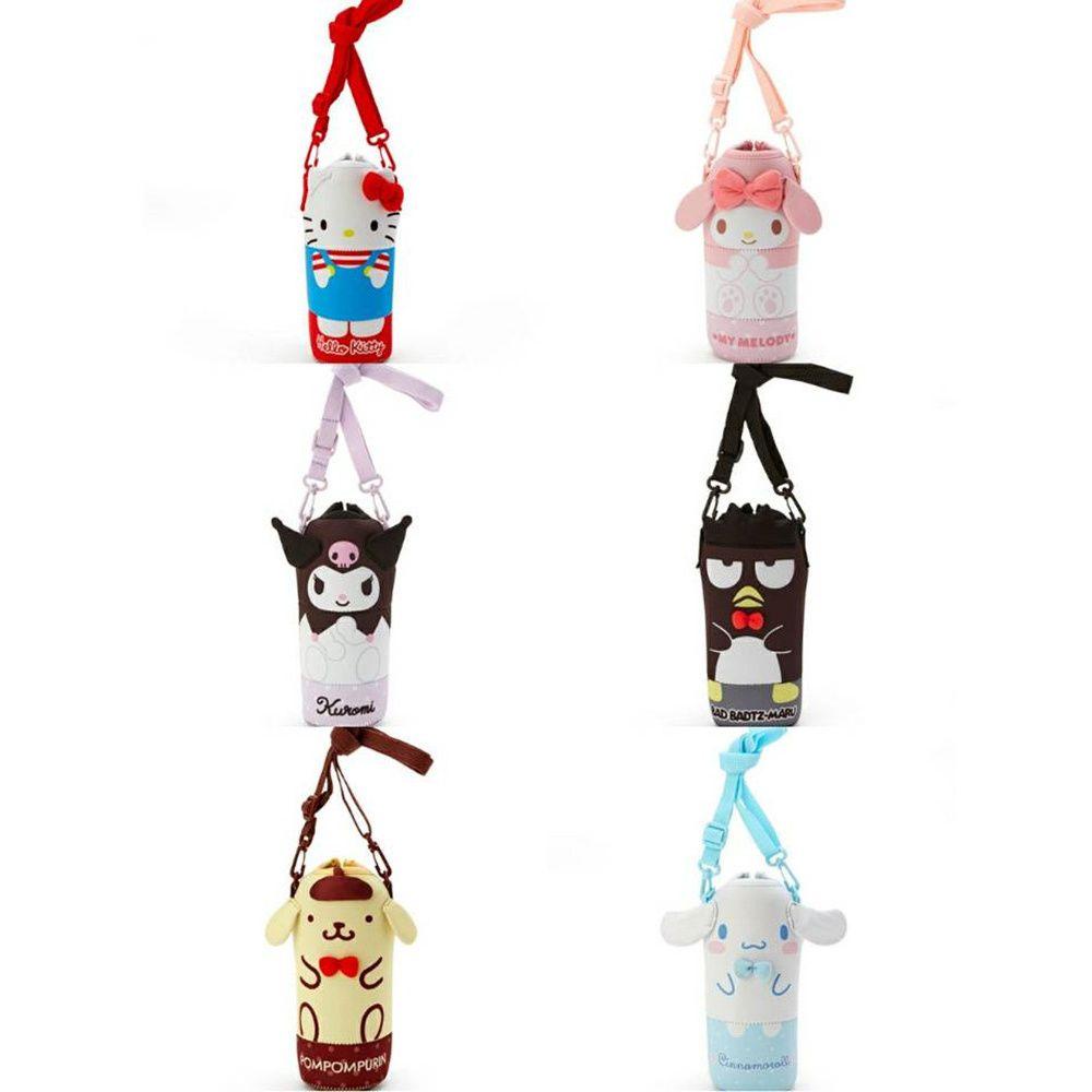 Túi Đựng Bình Nước Đeo Chéo Hình My Melody Hello Kitty Cún Kuromi Purin Cinnamoroll Giá Đỡ