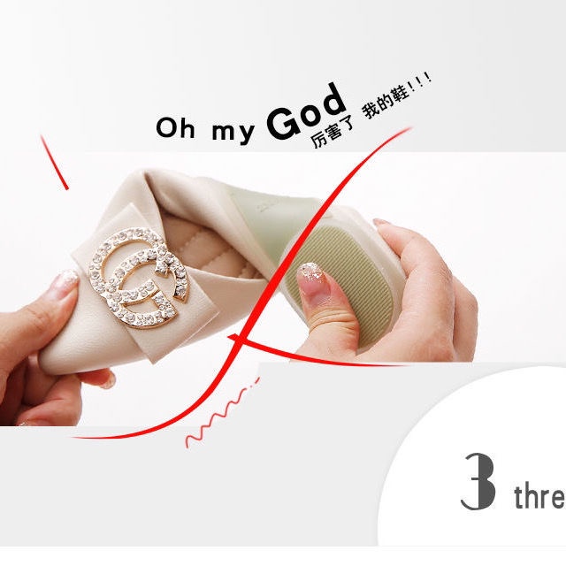 Giày búp bê mũi nhọn đính đá đế mềm phong cách Hàn Quốc thời trang mùa xuân 2023 tùy chọn màu sắc cho nữ