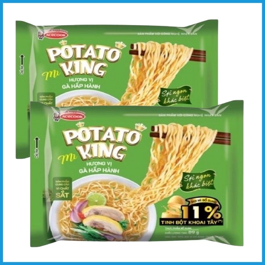 Mì POTATO KING Hương vị Gà Hầm, Lẩu Nấm Sụn Bò 85g x 24 gói thùng MMPTTK01