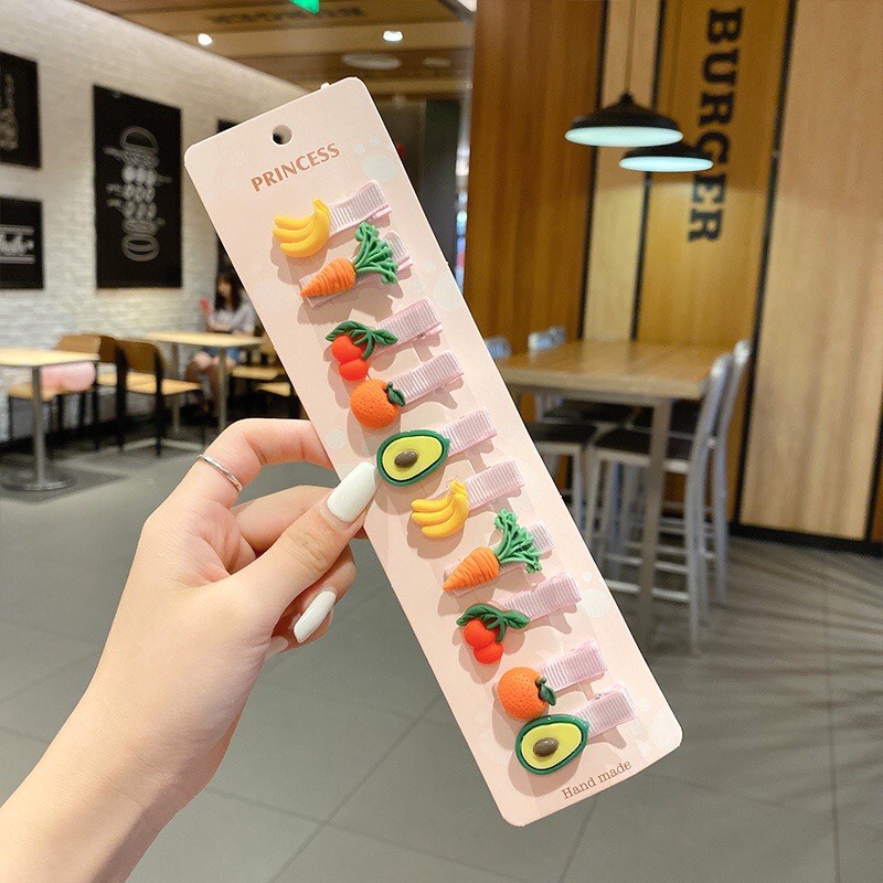 Set 10 kẹp mái nhí cho bé với nhiều họa tiết dễ thương