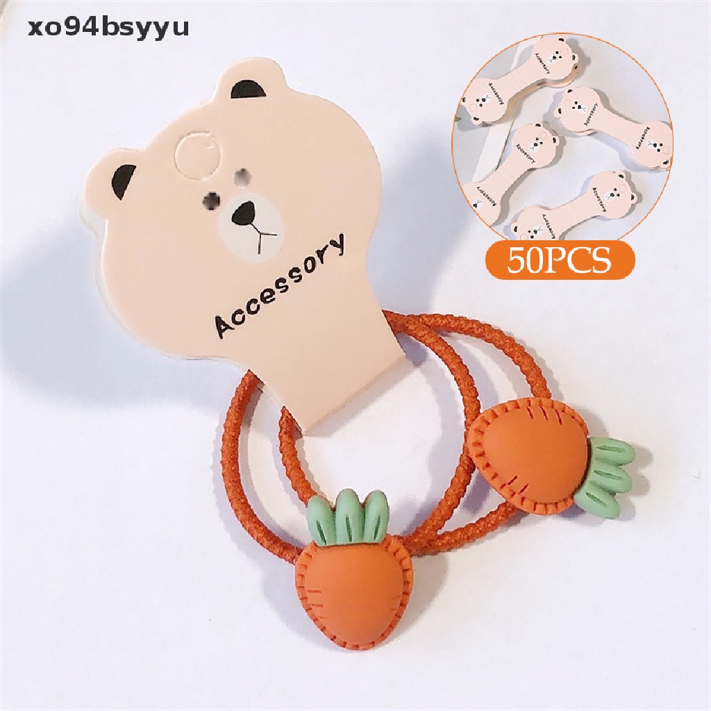 Bộ 50 Thẻ Giấy Gấp Tự Dính Trưng Bày Dây Buộc Tóc DIY Hình Gấu Hồng Xo94Bsyu