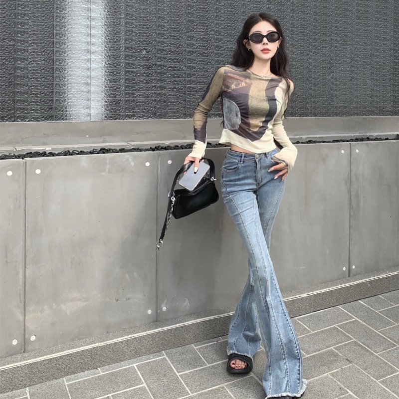 Áo Thun Tay Dài Dáng Ôm Màu Sắc Tương Phản Trẻ Trung Hợp Thời Trang