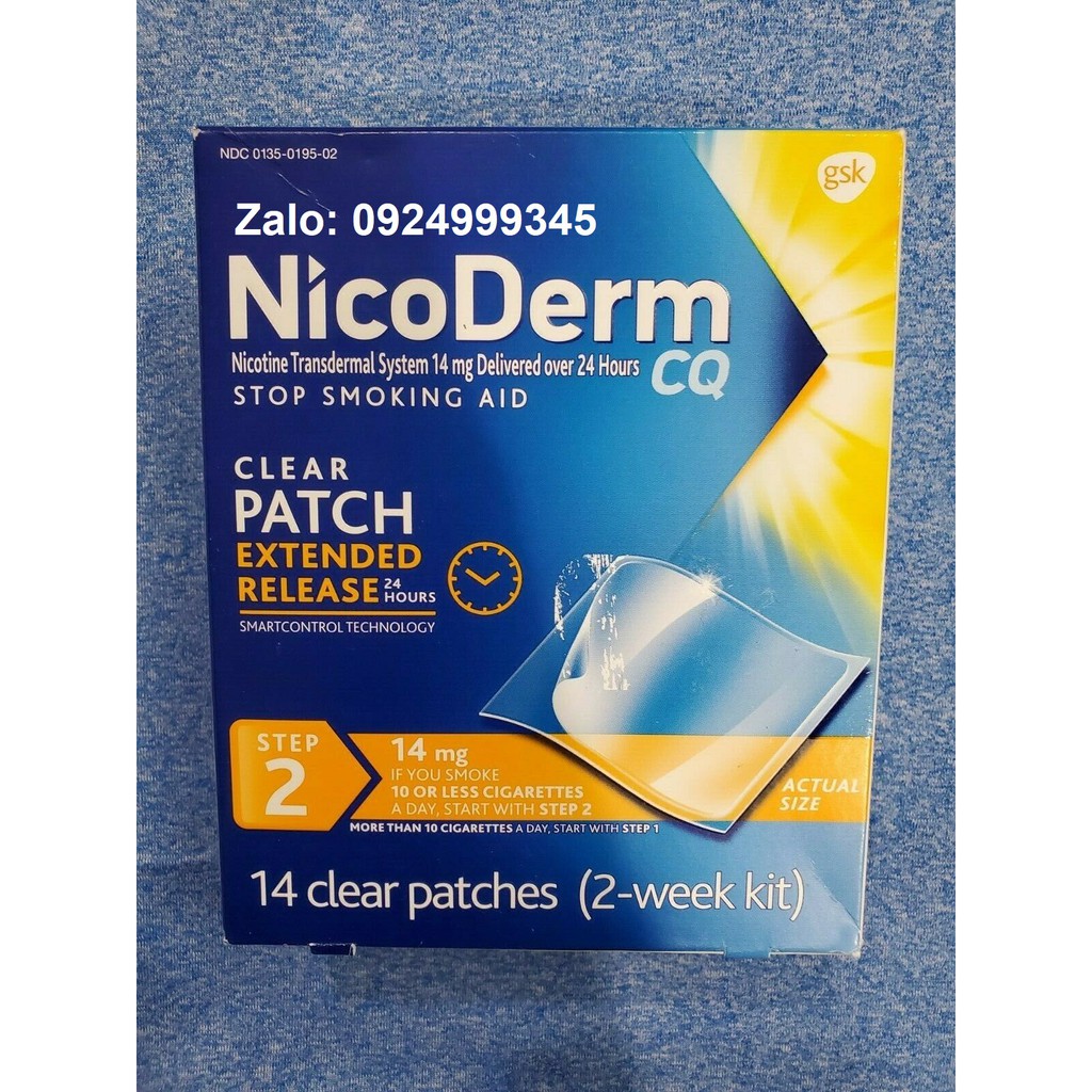 Miếng dán cai thuốc lá Nicoderm 14mg hộp 14 miếng