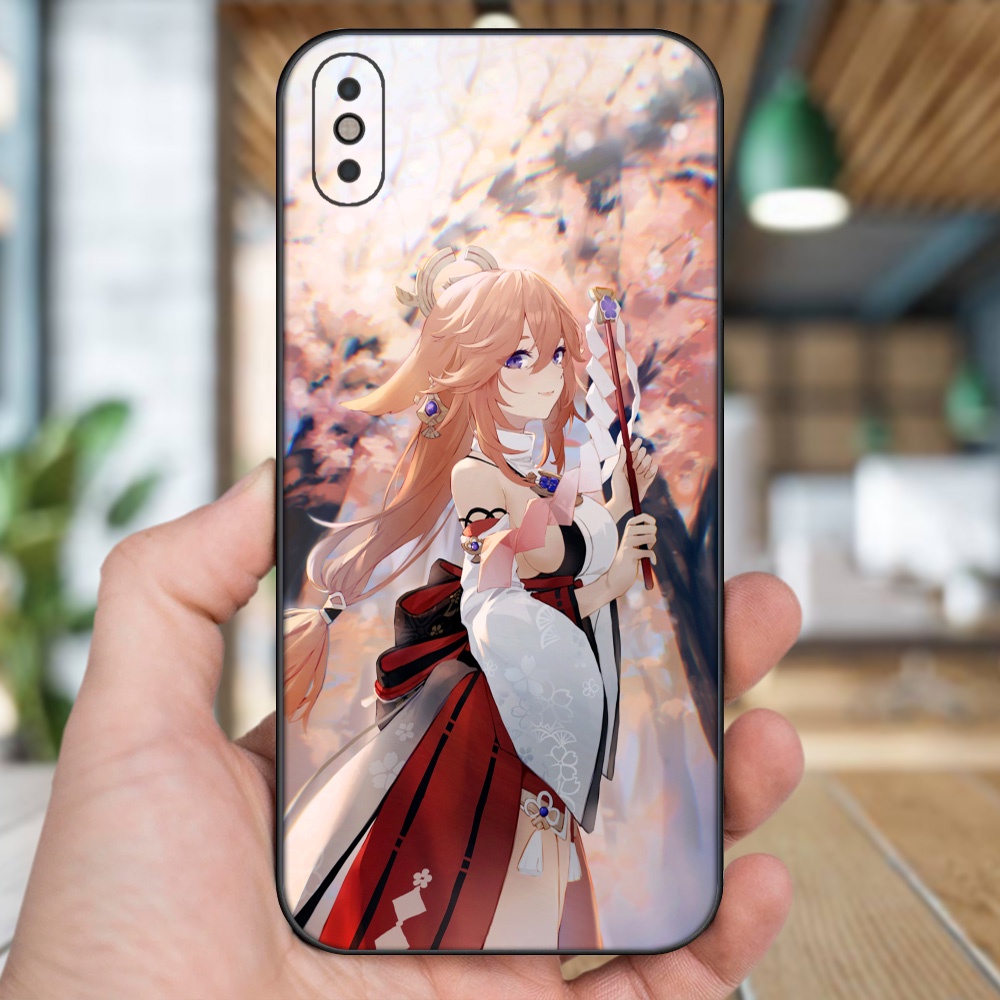 Ốp lưng iPhone Xs Max dẻo đen cạnh vuông in hình Yae Miko Genshin Impact