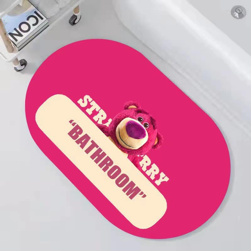 combo 2 thảm lau chân thấm nước chống trượt nhà tắm nhà bếp gấu LOTUS hồng chùi chân hút nước siêu dày đế cao su loại 1