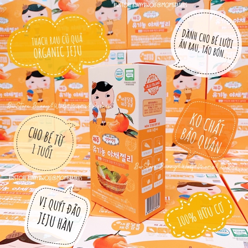 Thạch Rau Củ Quả Hữu Cơ Vị Quýt JEJU Hàn Quốc gói 20gr