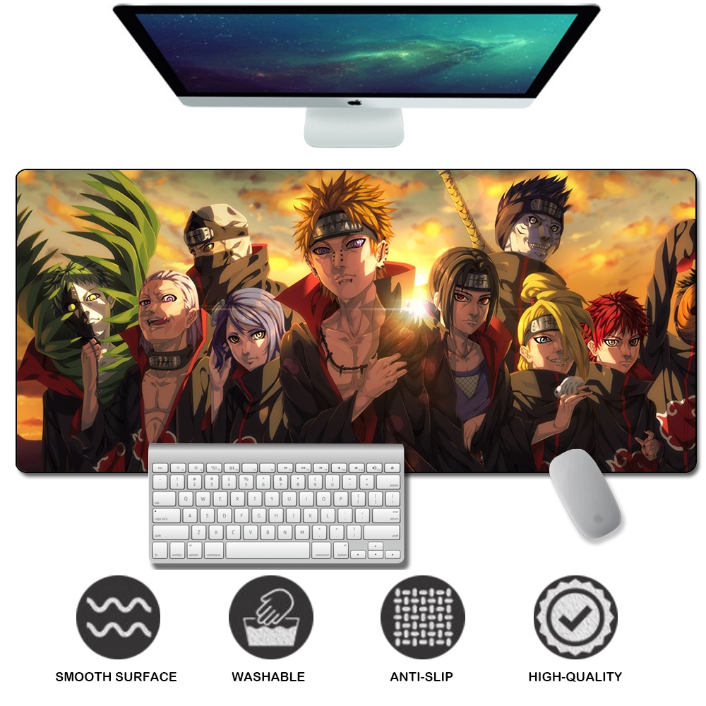 Tấm lót chuột máy tính bằng cao su chống trượt viền đen in anime Naruto Akatsuki Uchiha Itachi