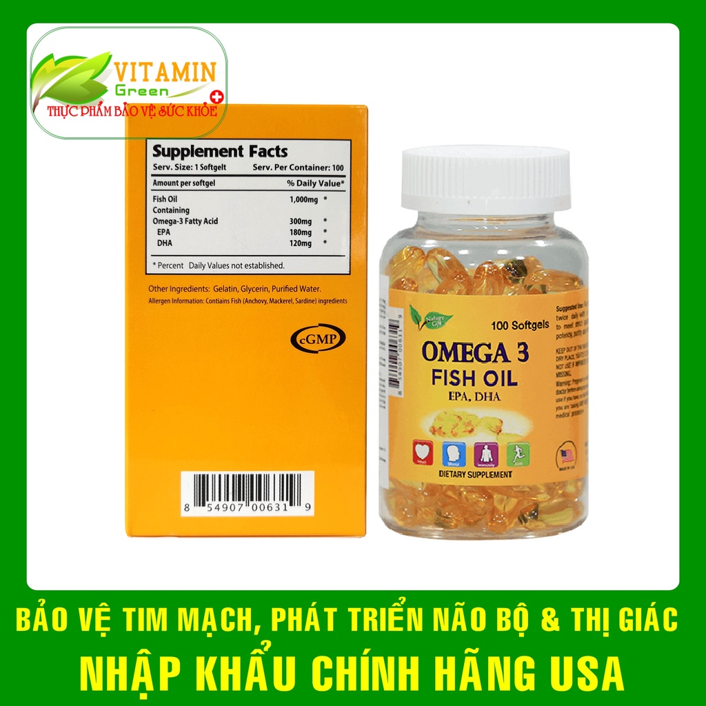 Viên uống dầu cá Omega 3 Fish Oil Nature Gift 100 viên  | Nhập khẩu chính hãng Mỹ