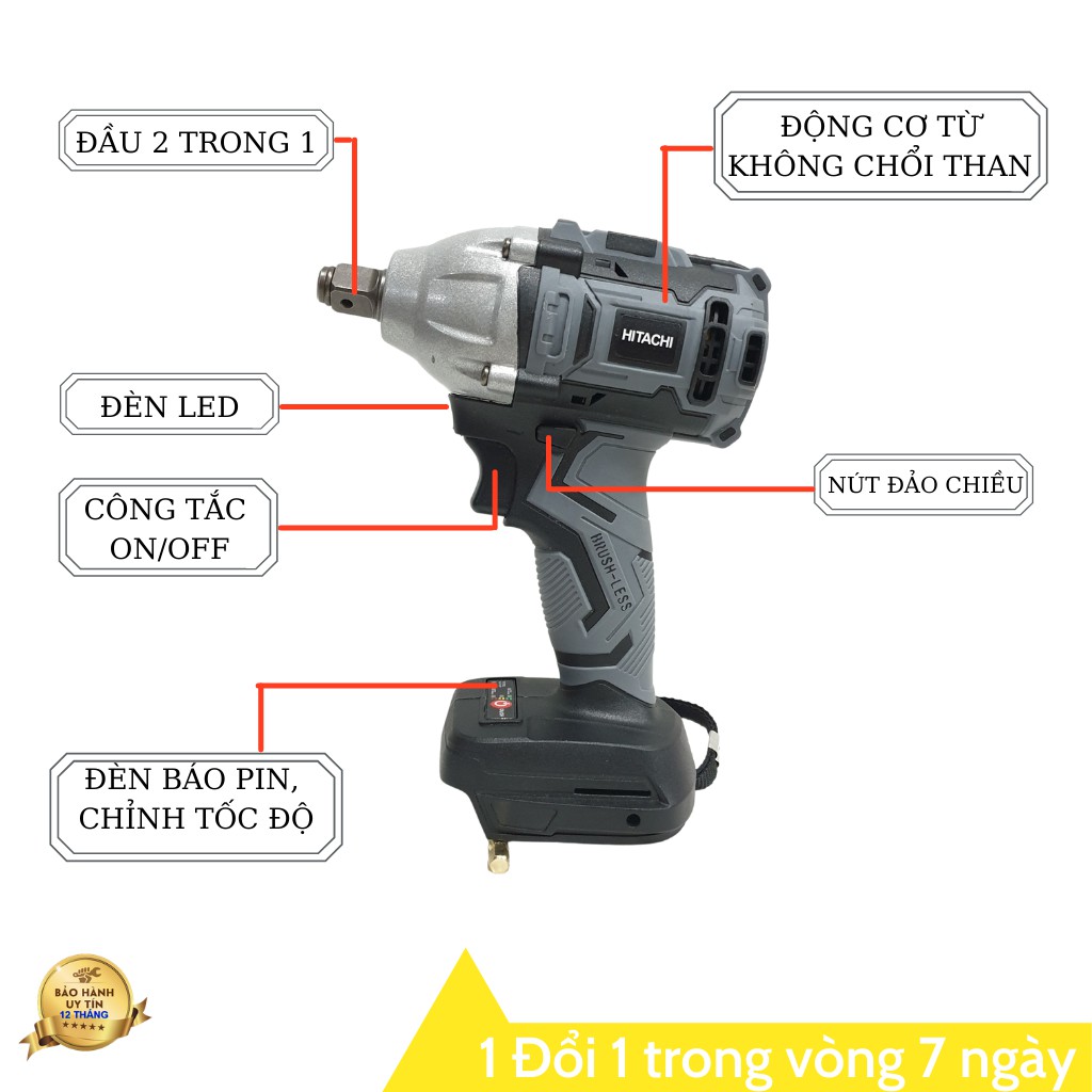 Thân máy siết bulong hitachi không chổi than cao cấp