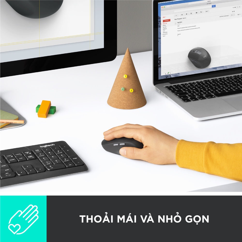 [Mã ELLOGIWL4 giảm 10% đơn 500K] Chuột không dây Bluetooth Logitech M585 - USB Unifying, 5 nút lập trình, đa thiết bị