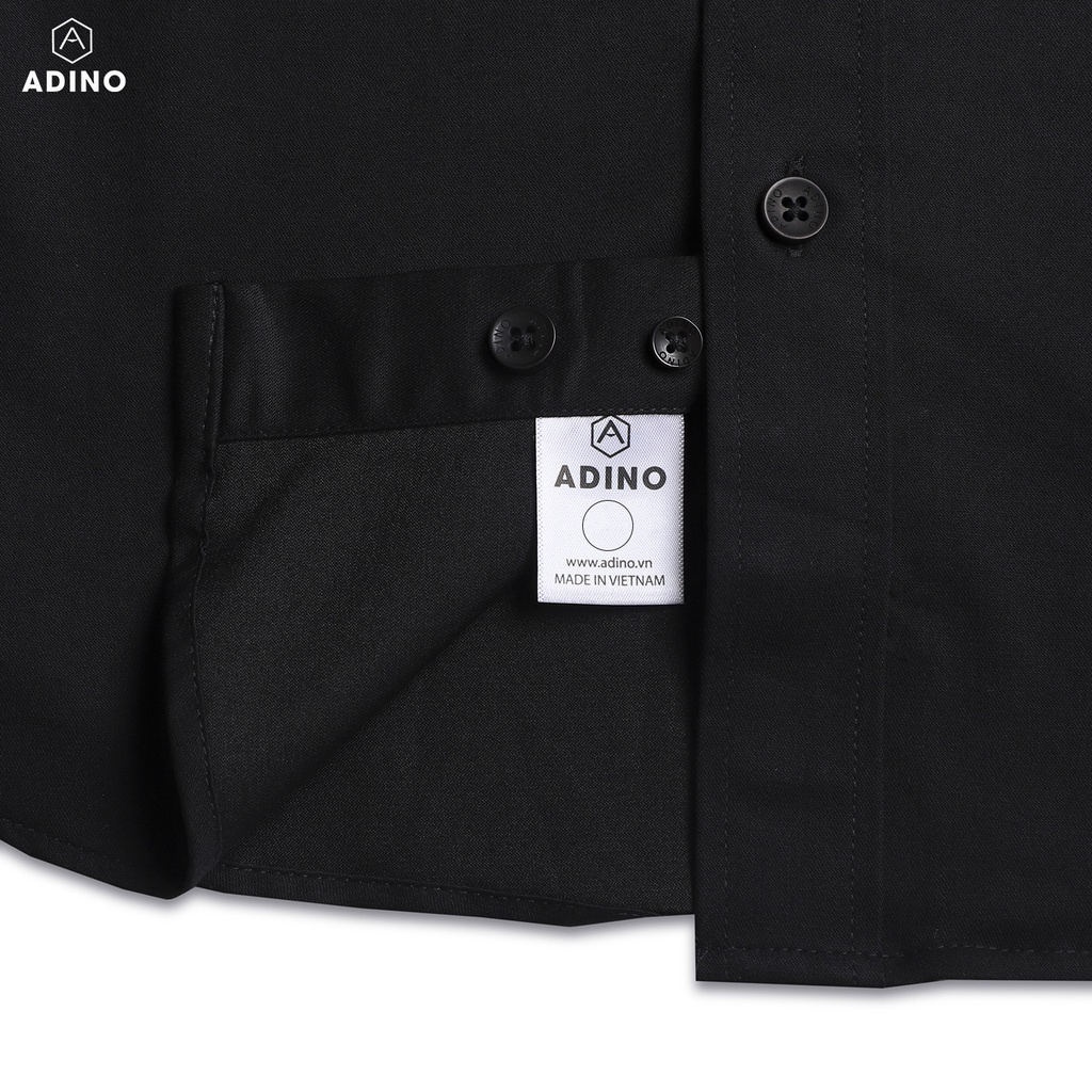 Áo sơ mi đen nam ADINO vải sợi sồi modal polyester mềm mịn co giãn thoáng mát dáng công sở slimfit hơi ôm trẻ trung SM14