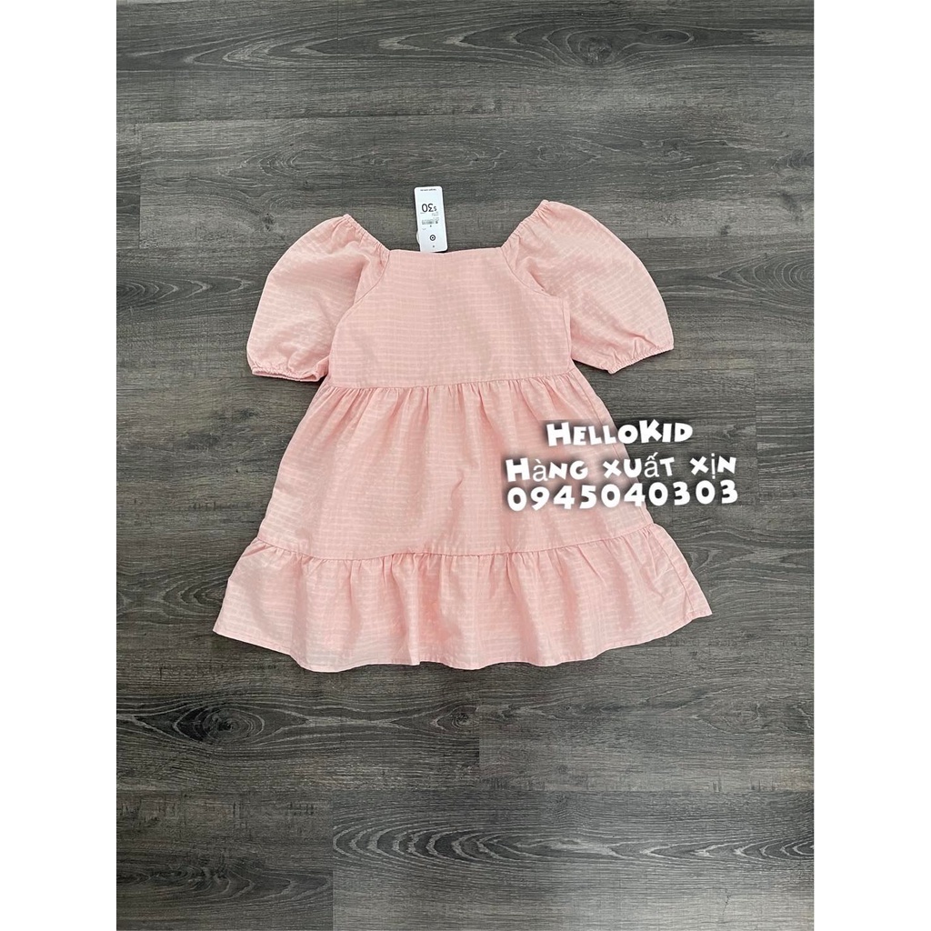 V102 - VÁY tay bồng hồng babydoll bé gái