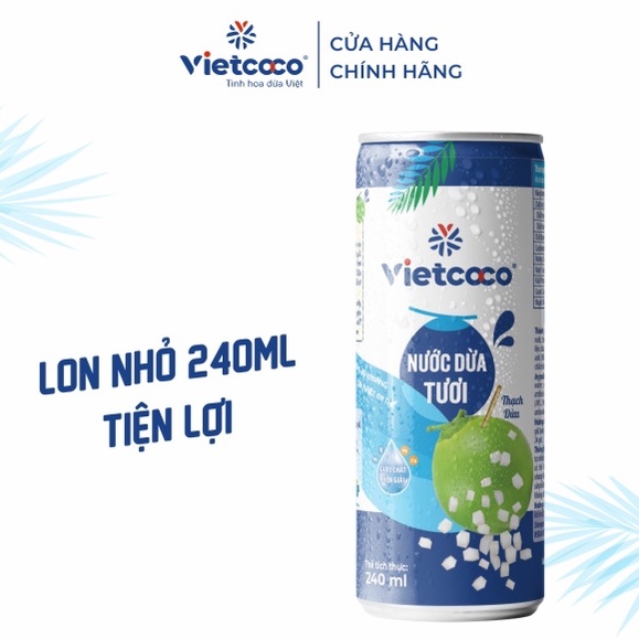 Nước Dừa nguyên chất Vietcoco ngon tuyệt - Lon 240ml