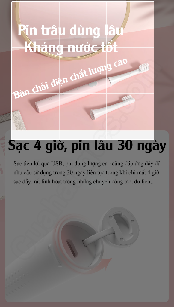 Bàn chải thông minh Xiaomi Mijia T100, Bàn chải điện Xiaomi Mijia