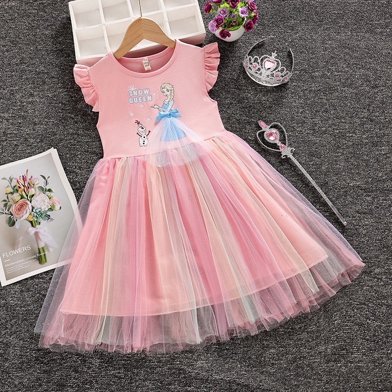 Váy bé gái kiểu cánh tiên công chúa Elsa cho bé gái 2-7 tuổi