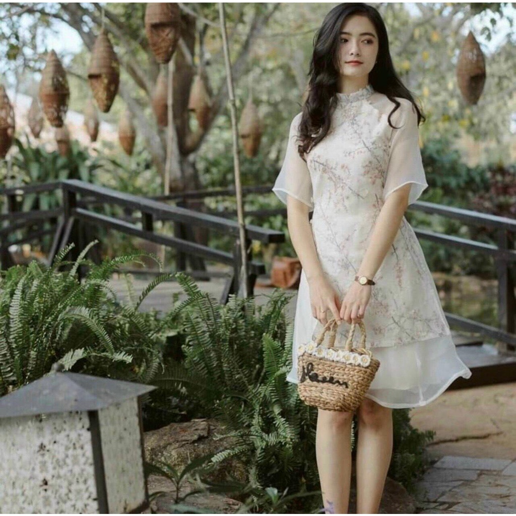 Sét Áo Dài Hoa Nổi Cách Tân + Chân Váy - YUME Y0099