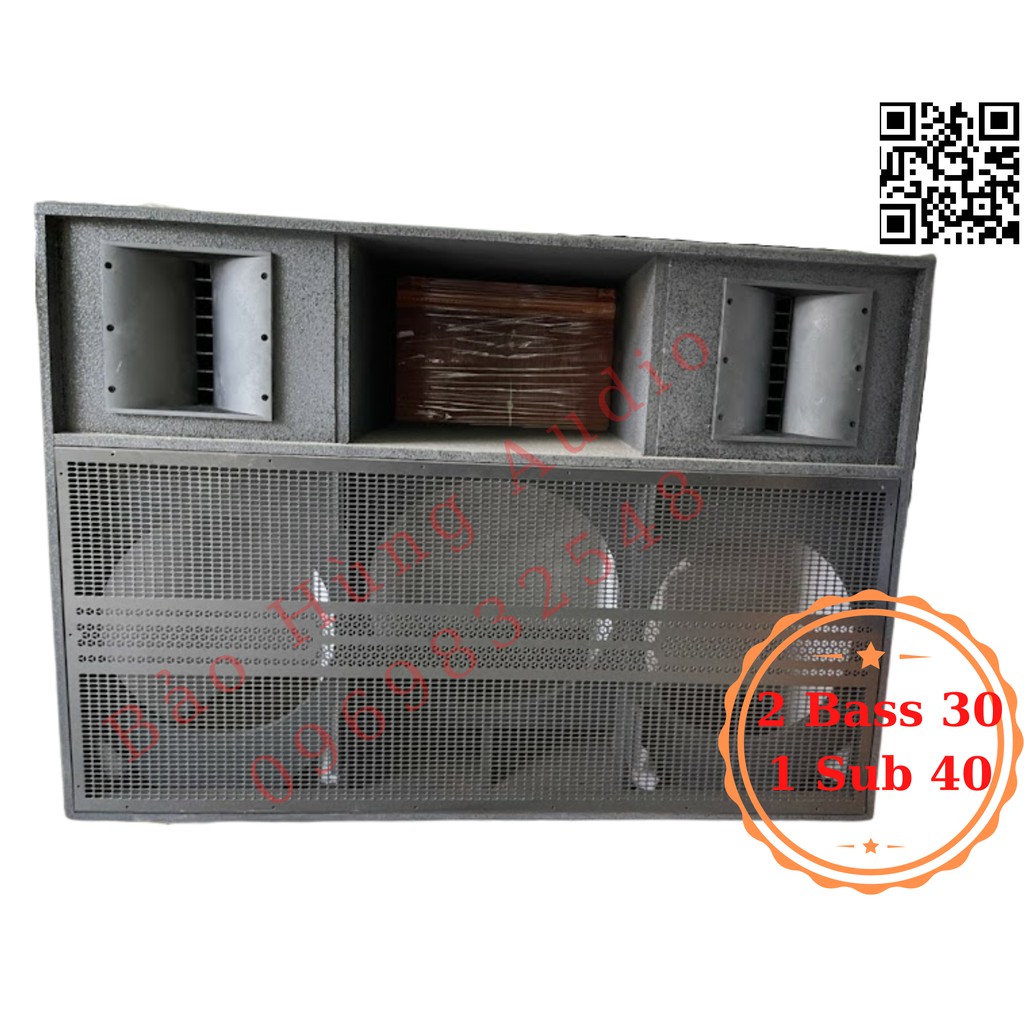 Vỏ thùng loa 3 bass, 2 loa bass 30, 1 loa sub 40, thùng ván ép nhập sơn sần chống trầy mẫu mã đẹp bền chắc chắn.