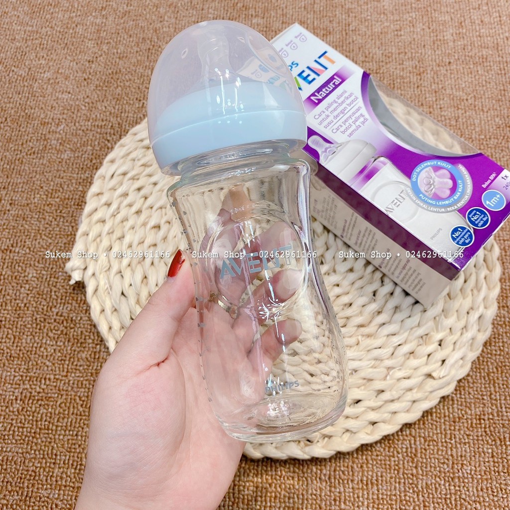 Bình sữa Avent THỦY TINH cổ rộng cho bé