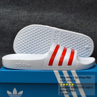 Dép trẻ em Adidas Adilette Aqua Kid màu trắng sọc đỏ