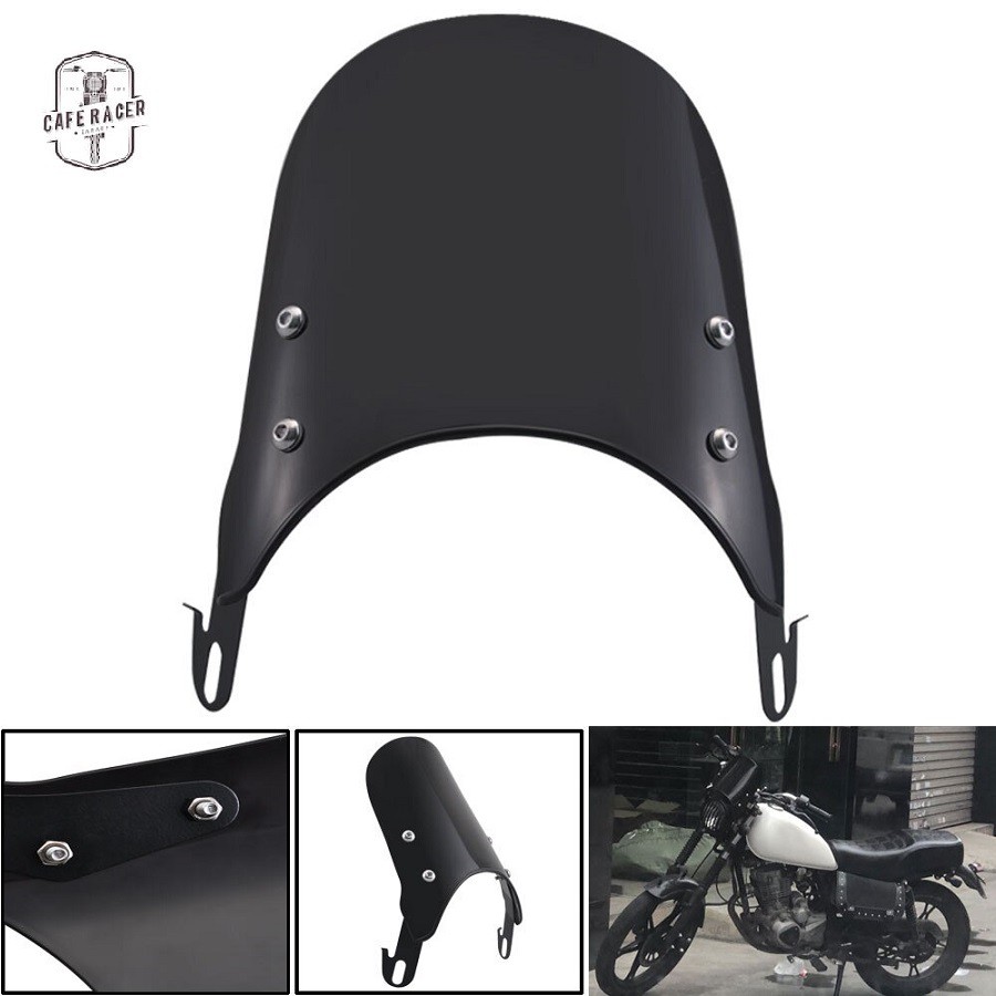 Kính chắn gió moto xe máy Fairing nhựa ABS siêu bền độ Classic Cafe Racer Tracker Chopper Bobber