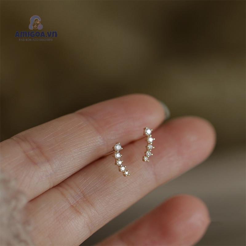 ✨✨Bông Tai Hình Học Đính Đá Zircon Nhỏ Đơn Giản Dễ Thương