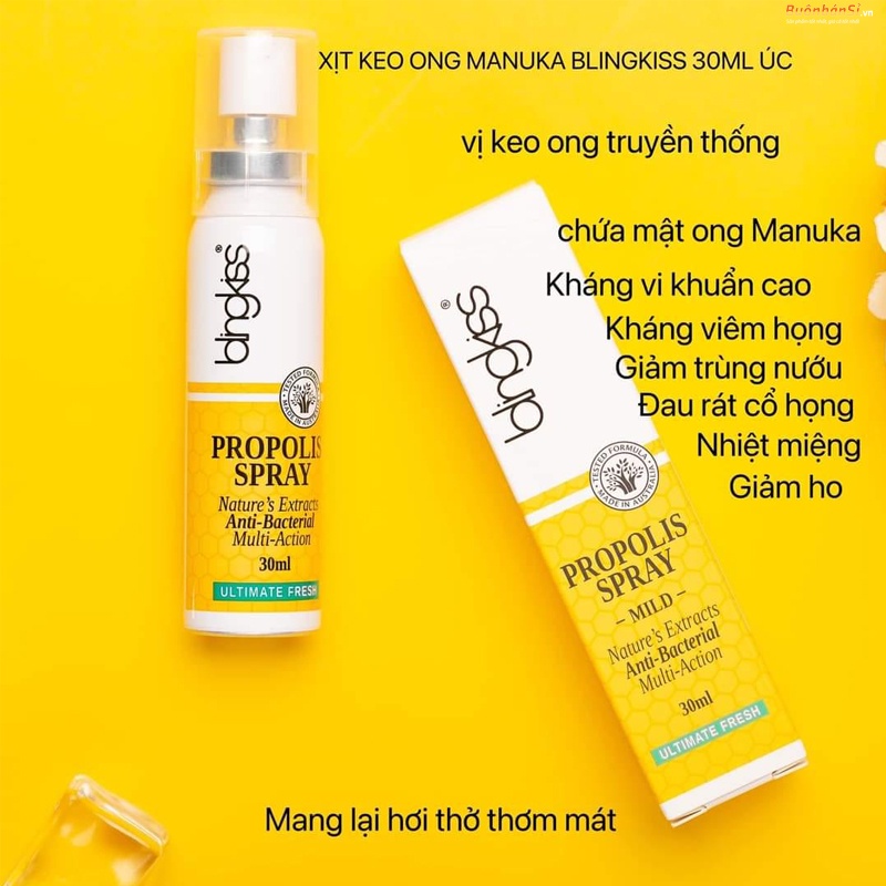 Xịt keo ong - Xịt keo ong vitatree 30ml- Blingkiss Propolis Spray 30ml_ Hàng Úc