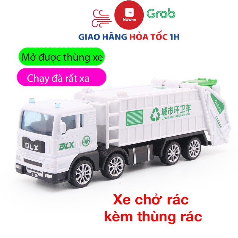 Đồ chơi mô hình xe đựng rác kèm thùng xe mở được chạy đà linh hoạt bền và đẹp