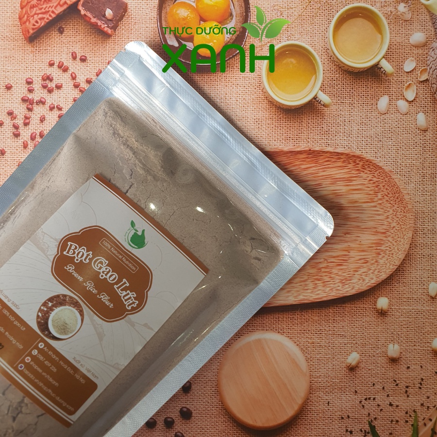 500Gr Bột Gạo Lứt Giảm Cân Nguyên Chất, Bột Gạo Lức Rang Tay Xay Mịn - Thực Dưỡng Xanh