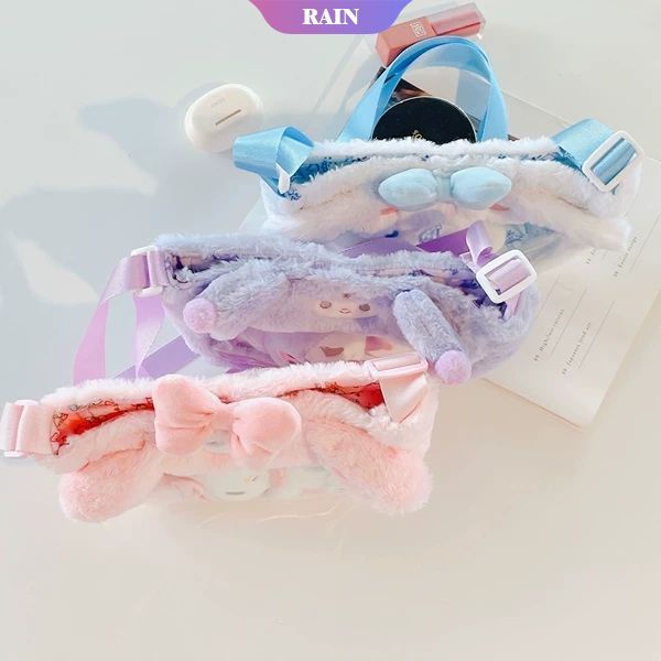 SANRIO Túi Đeo Chéo Hình Kuromi Cinnamoroll My Melody Hoạt Hình Bằng PVC Kèm Búp Bê Nhồi Bông Đáng Yêu Cho Bé