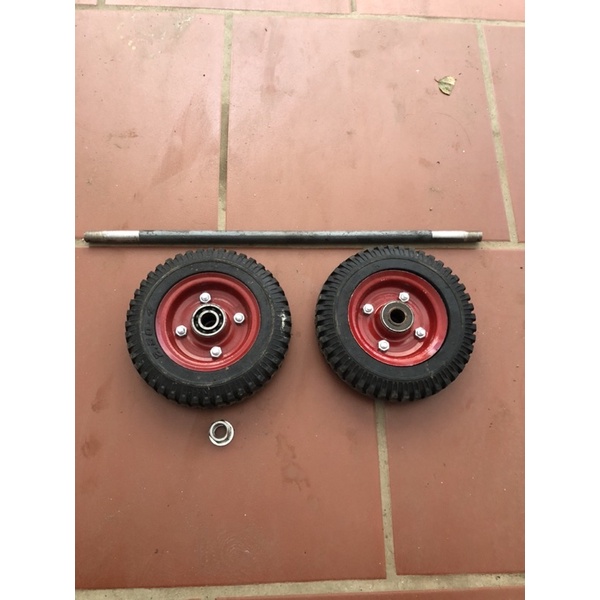 Combo 2 bánh xe đường kính 20 cm + trục xe đẩy