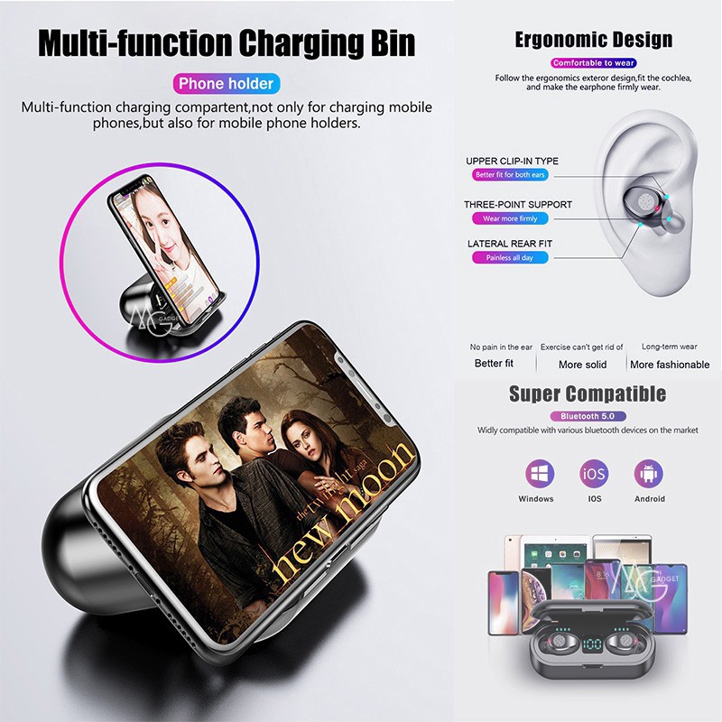 Tai nghe Vitog F9 TWS bluetooth 5.0 không dây tích hợp micro