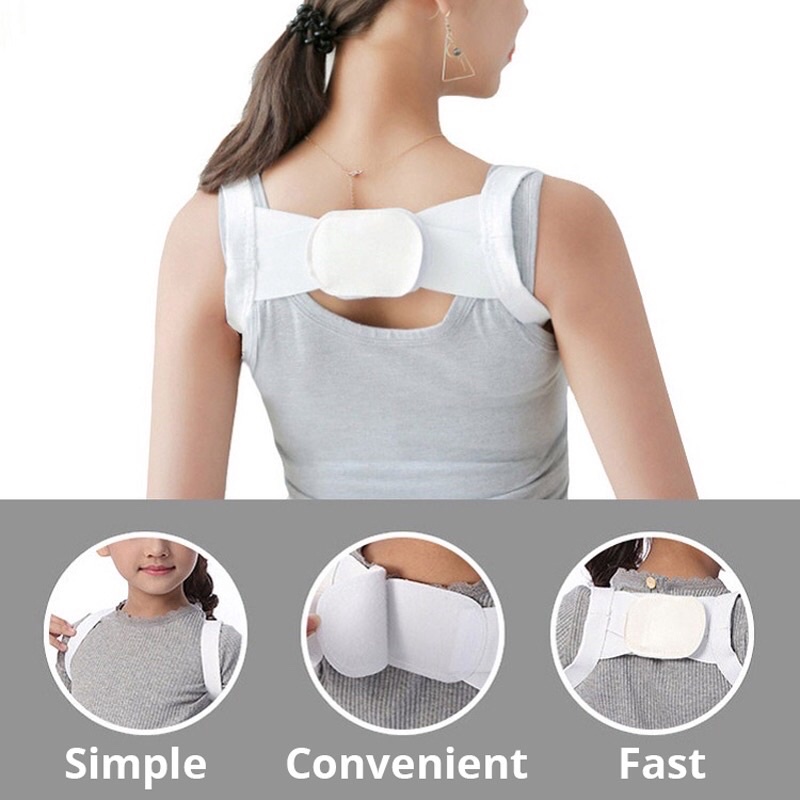 Đai chống gù lưng nam nữ, điều chỉnh tư thế thẳng lưng và vai có khóa dán cho người lớn và trẻ em