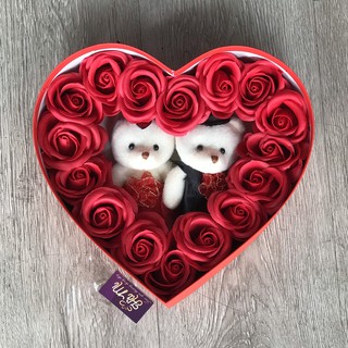Trái tim hoa sáp thơm 2 gấu