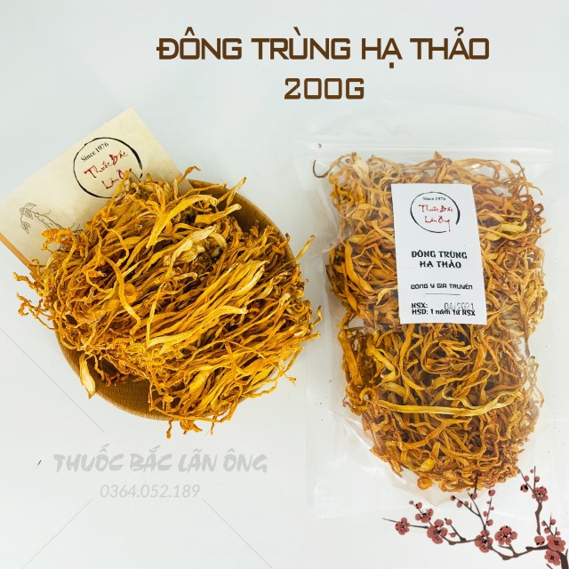 Đông Trùng Hạ Thảo 200g (Bông Đông Trùng Khô, Vàng)