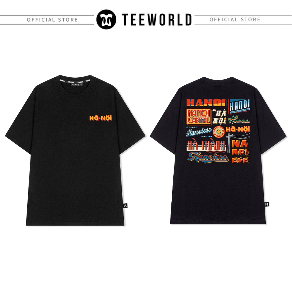 Áo thun Local Brand Teeworld Hà Nội Typo Tshirt Trắng Đen Form Rộng