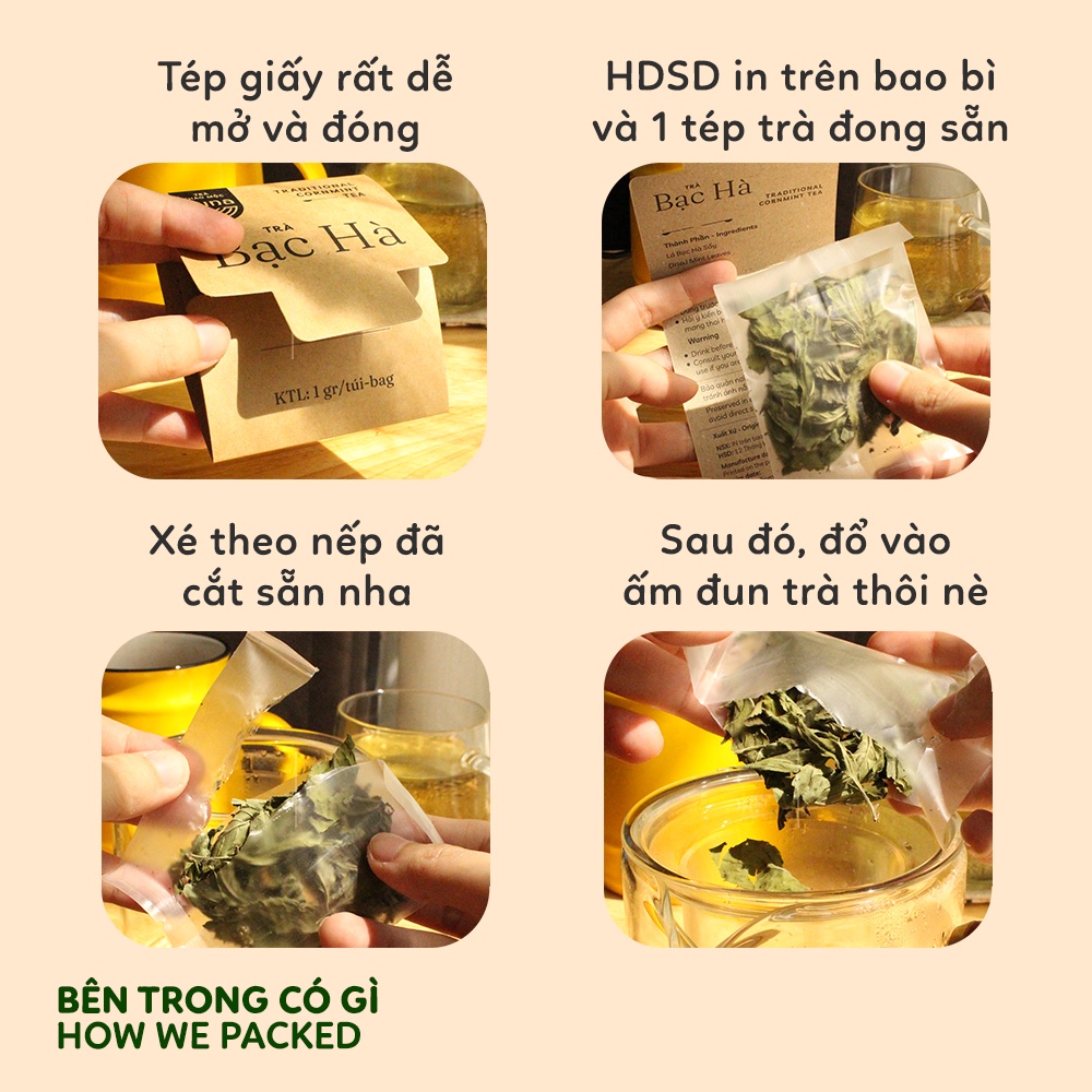 Trà Bạc Hà - Cỏ ngọt Nuna hộp 20G và Cam Cara sấy Hũ 50G, thức uống detox, the mát hỗ trợ thư giãn tinh thần